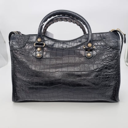 Balenciaga Reguler City Croco Black GHW #C 2016