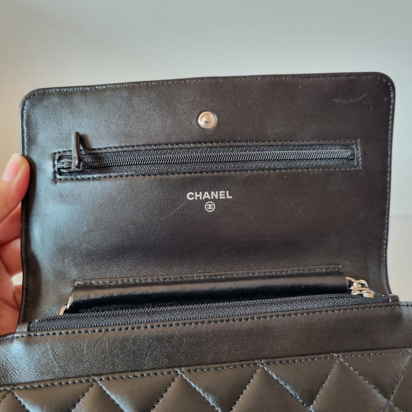 Chanel WOC Lambskin Black SHW #17 Size 19x14