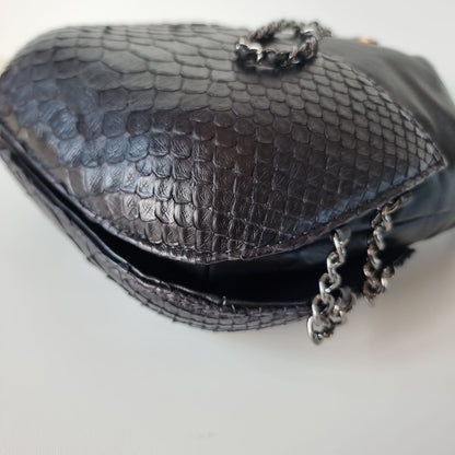 Chanel Gabrielle Python Bucket Bag Black #25