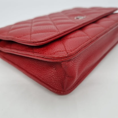 Chanel WOC Caviar Red SHW #19 Size 19x13