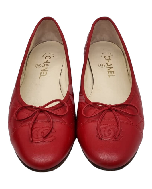 Chanel Flat Lambskin Red Size 38,5/24,5