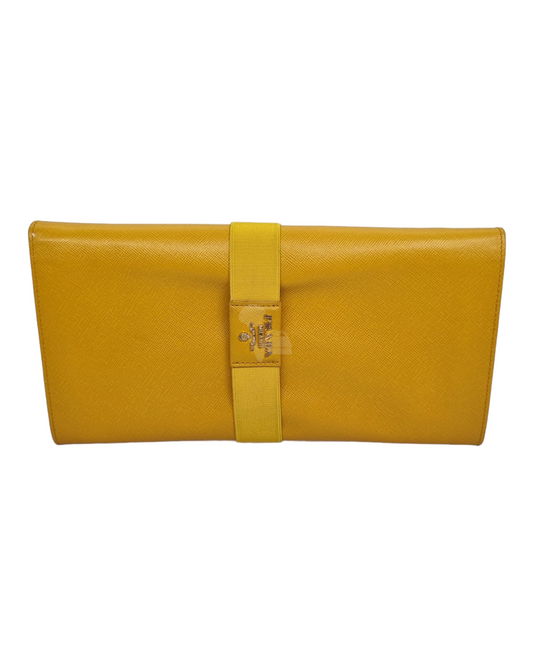 Prada Saffiano Metal Clutch Mimosa Size 24x13