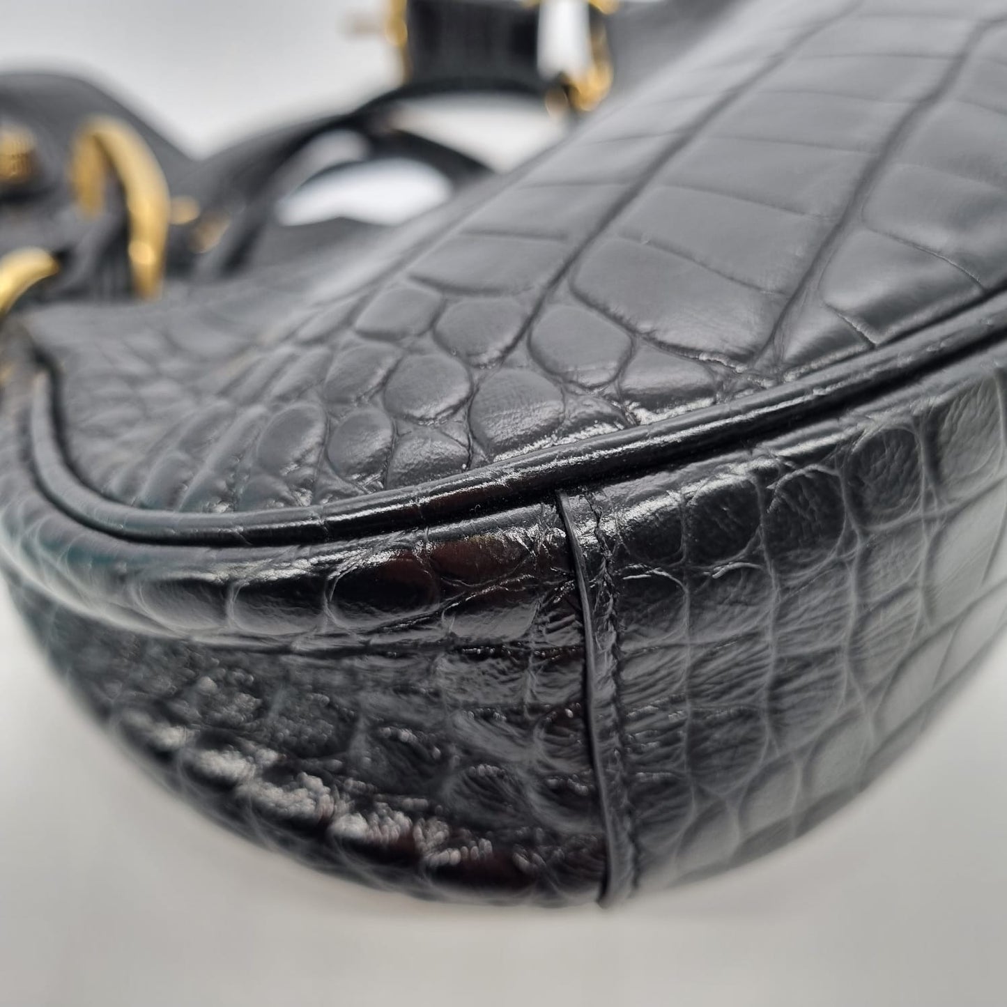 Balenciaga Le Cagole XS Black Croco GHW #R 2022 NBU