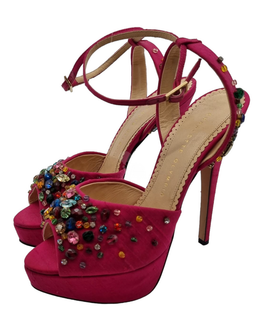 Charlotte Olympia Platform Heels Pink Crystal Size 38/23,5