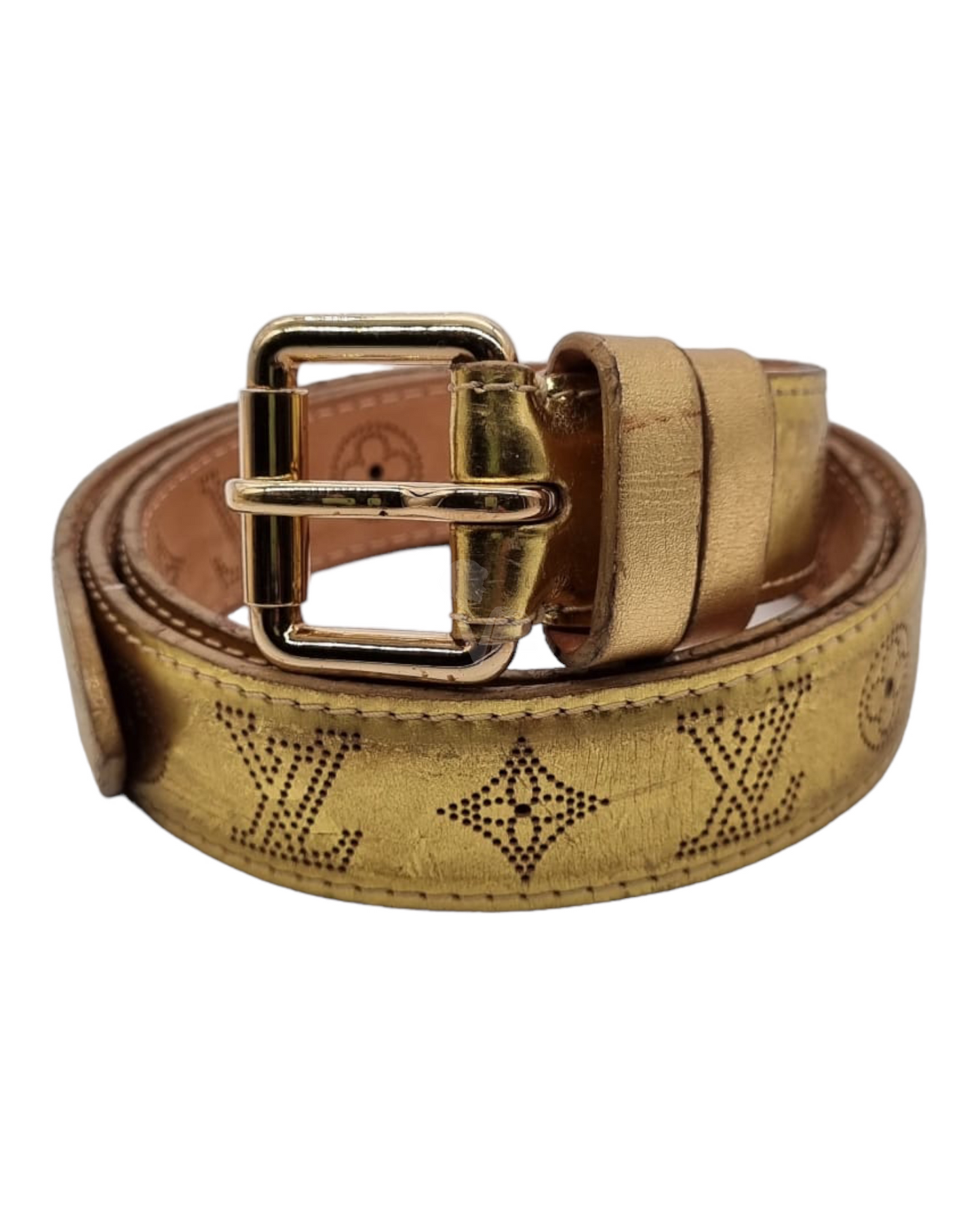 Louis Vuitton Belt Metallic Gold 2007 Size 90 P 97