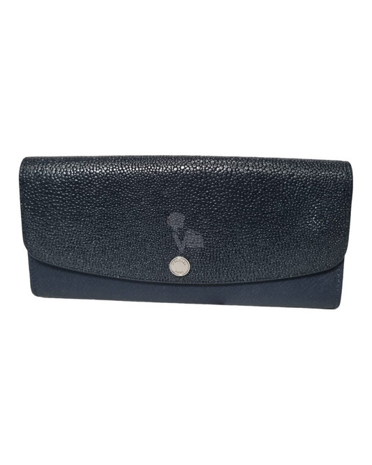 Michael Kors Juliana Leather Flap Wallet Navy size 22x11 cm