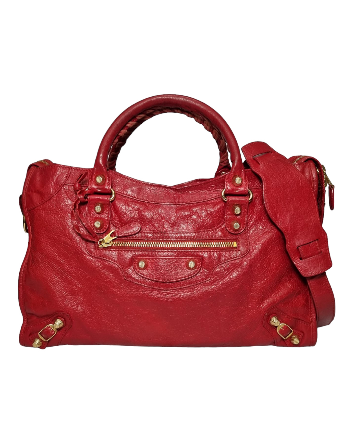 Balenciaga Regular City Red GHW #E 2015 Size 37x9x26