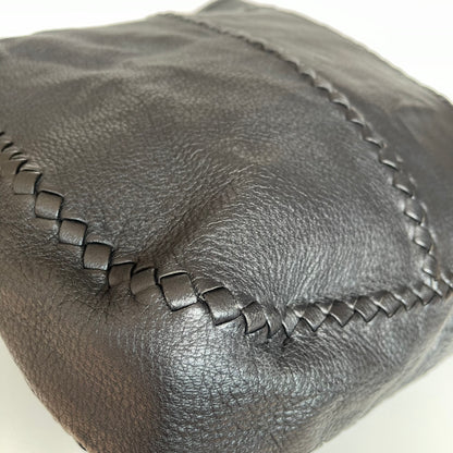 Bottega Veneta Intrecciato Trim Large Hobo Bag Black