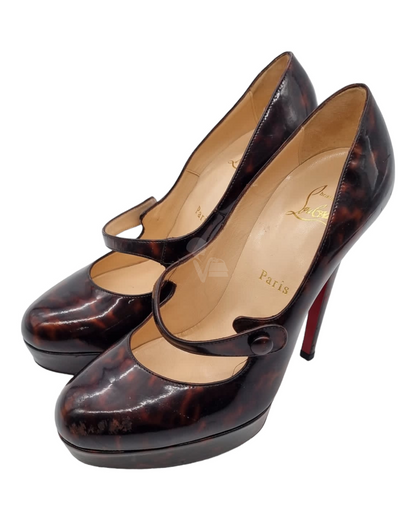 Christian Louboutin Bianca Patent Brown Black Size 37,5/24