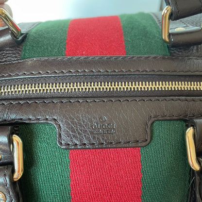 Gucci Boston Duffle Bag Leather Dark Brown