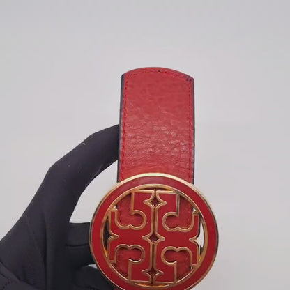 Tory Burch Reversible Logo Leather Belt Red P. 102cm