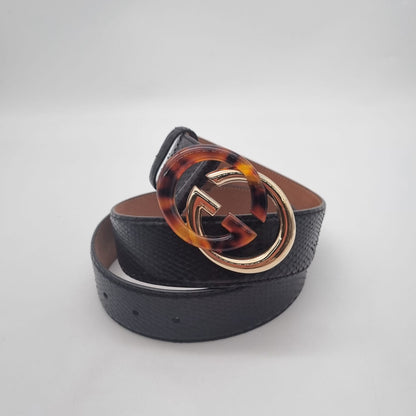 Gucci Marmont Belt Snake Skin Dark Brown Size P 100X4