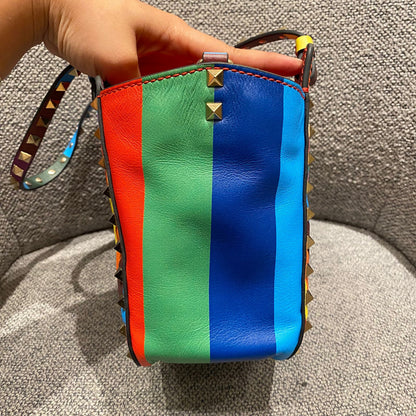Valentino Garavani Rockstud Small Tote Rainbow Bag Size 19x9x17