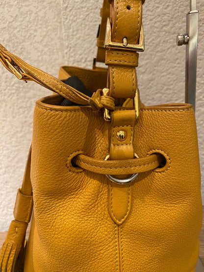 Prada Bucket Bag Leather Mustard Size 26x18x28