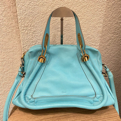 Chloe Paraty Leather Blue Sky Size 37x15x22