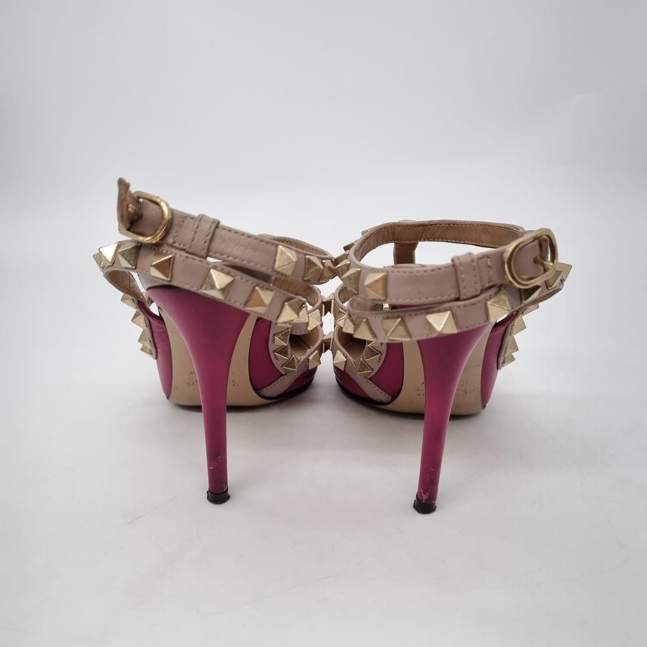 Valentino Garavani Rockstud Heels Maroon Size 35/23 dr ujung