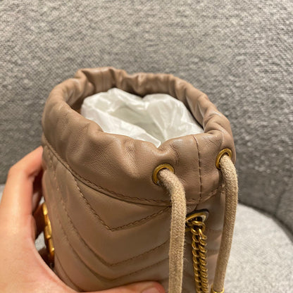 Gucci Matelasse Mini Bucket Bag Nude GHW Size 13x11x18