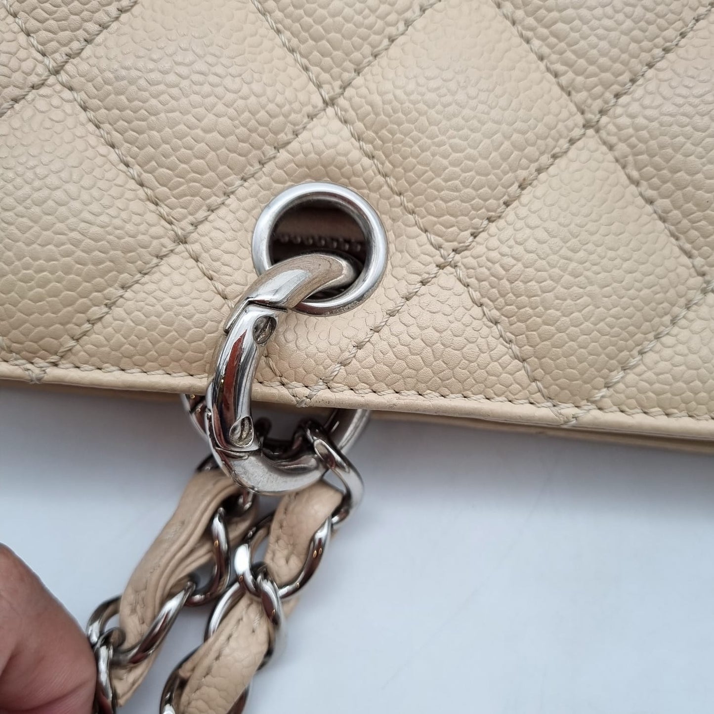 Chanel GST Beige Caviar GHW #12 Size 32x13x24