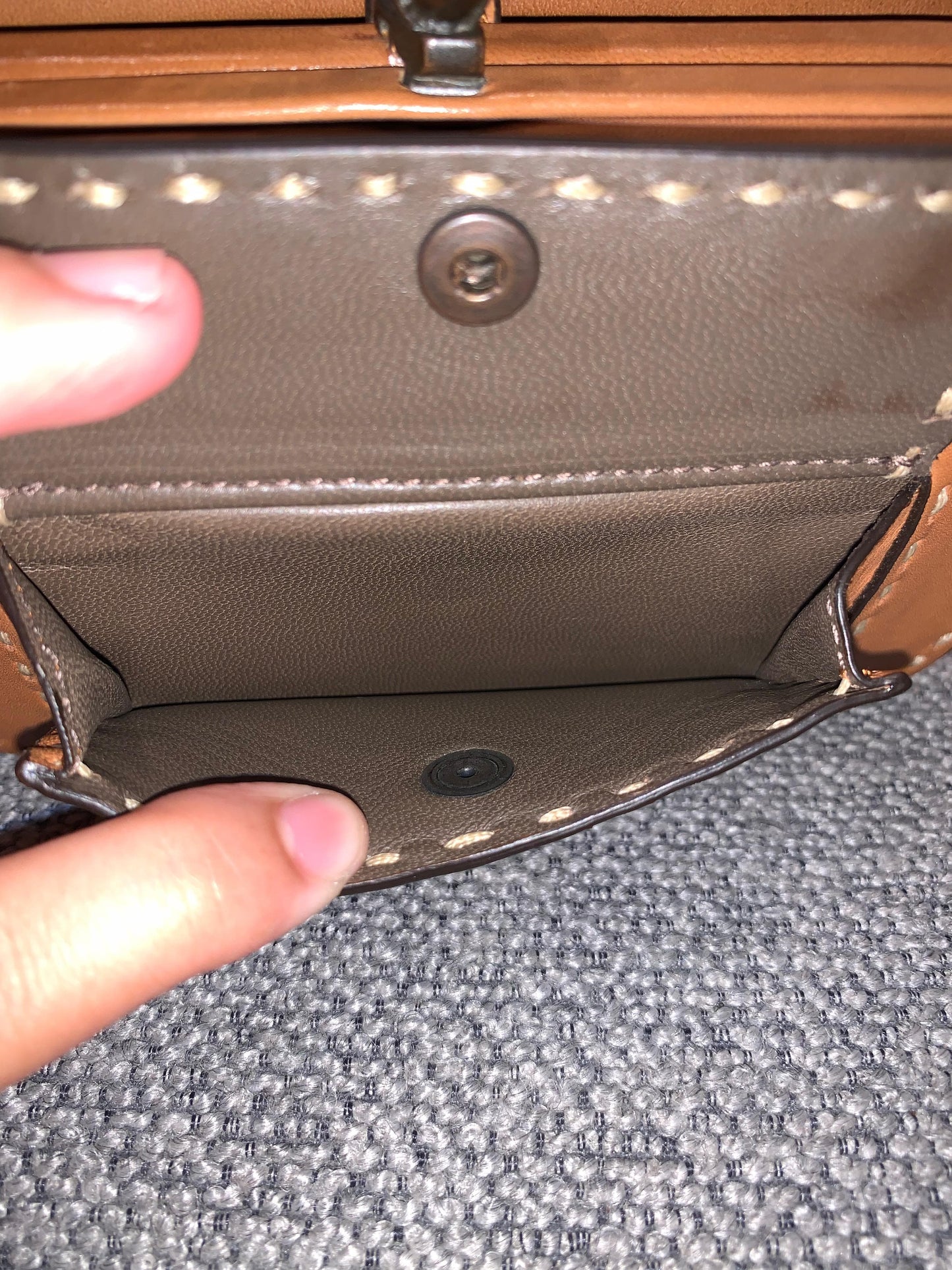 Bottega Veneta Brown Leather Stitched Pocket Knot Clutch Size 15x5x9