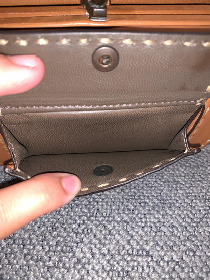 Bottega Veneta Brown Leather Stitched Pocket Knot Clutch Size 15x5x9