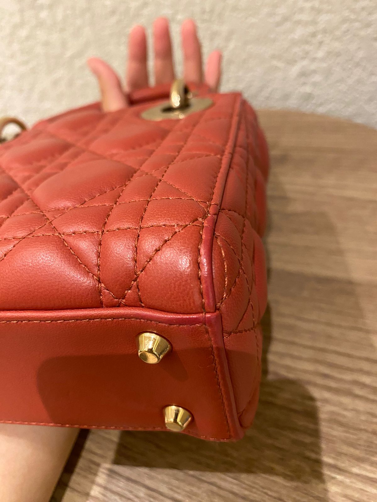 Dior Lady Dior Mini Lambskin Coral SHW 2019 Size 17x8x14