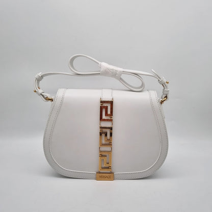 Versace Large Shoulder Calf Leather White Size 21x6x18