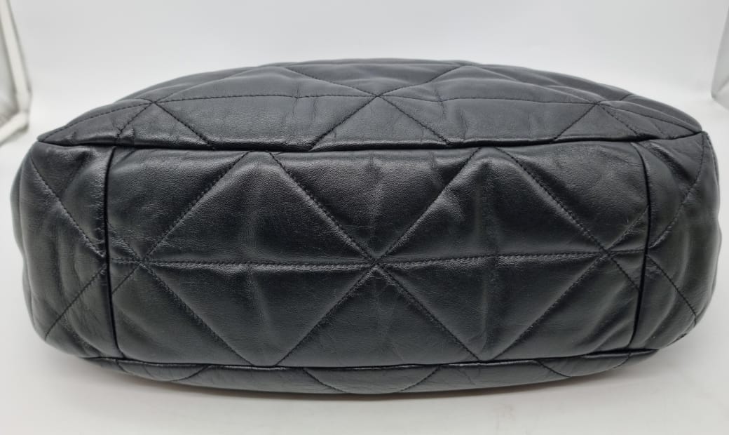 Prada Hobo Bag Leather Black GHW Size 40x13x30