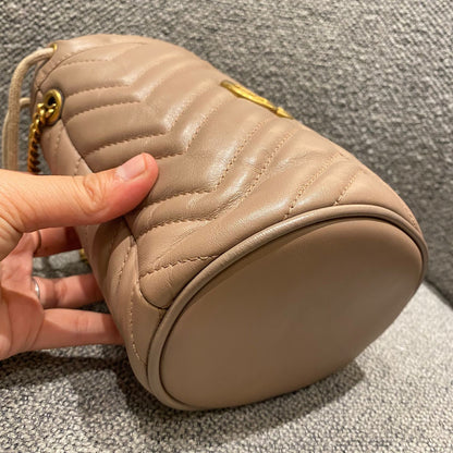 Gucci Matelasse Mini Bucket Bag Nude GHW Size 13x11x18