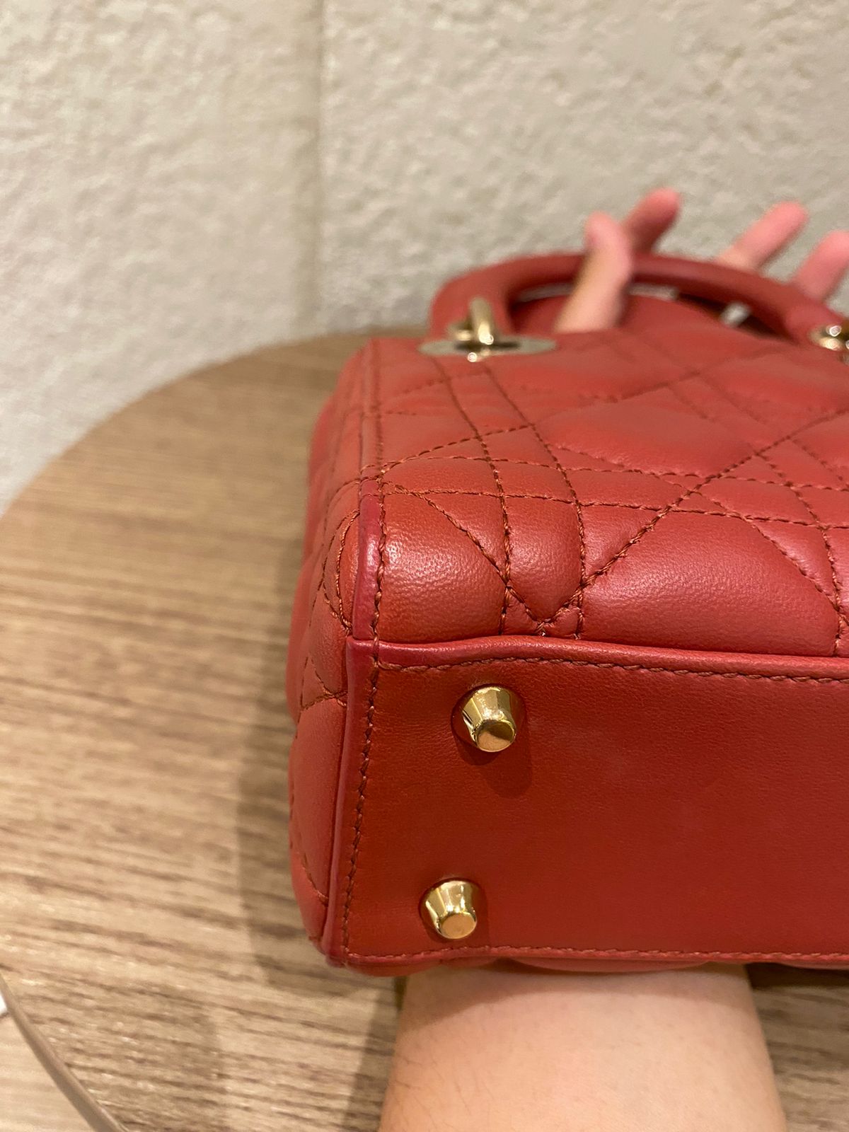 Dior Lady Dior Mini Lambskin Coral SHW 2019 Size 17x8x14