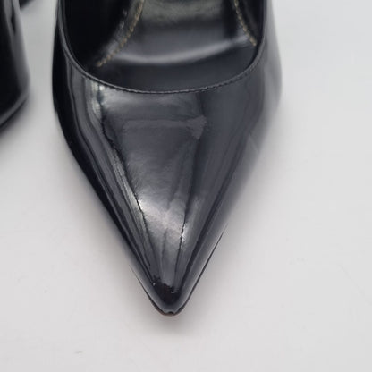 Yves Saint Laurent Opyum Patent Leather Pumps All Black Size 37/25 Dari Ujung