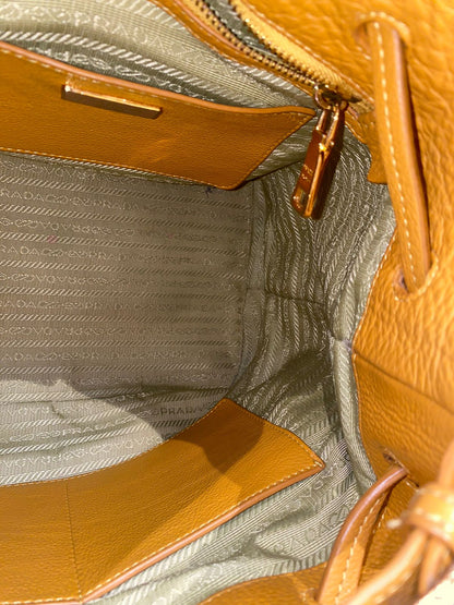 Prada Bucket Bag Leather Mustard Size 26x18x28