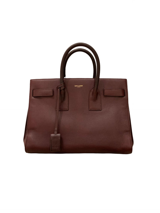 Yves Saint Laurent Sac De Jour Small Calfskin Burgundy GHW Size 32x16x23