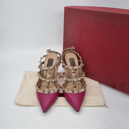 Valentino Garavani Rockstud Heels Maroon Size 35/23 dr ujung