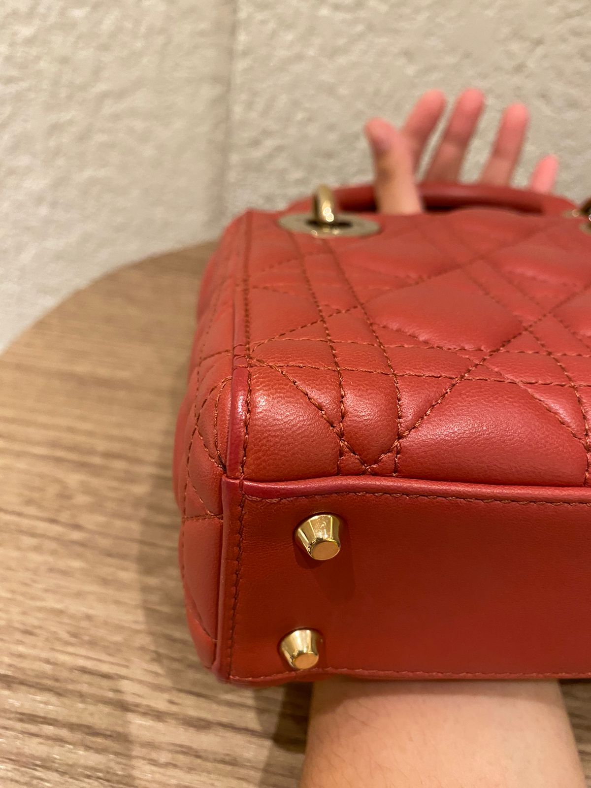 Dior Lady Dior Mini Lambskin Coral SHW 2019 Size 17x8x14