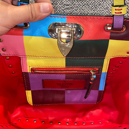 Valentino Garavani Rockstud Small Tote Rainbow Bag Size 19x9x17