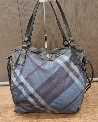 Burberry Buckleigh Nylon Nova Check Blue Size 36x7x41