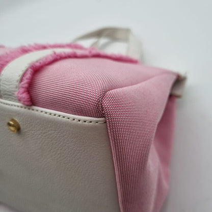 Kate Spade Pink White Canvas Handbag Size 30x16x23