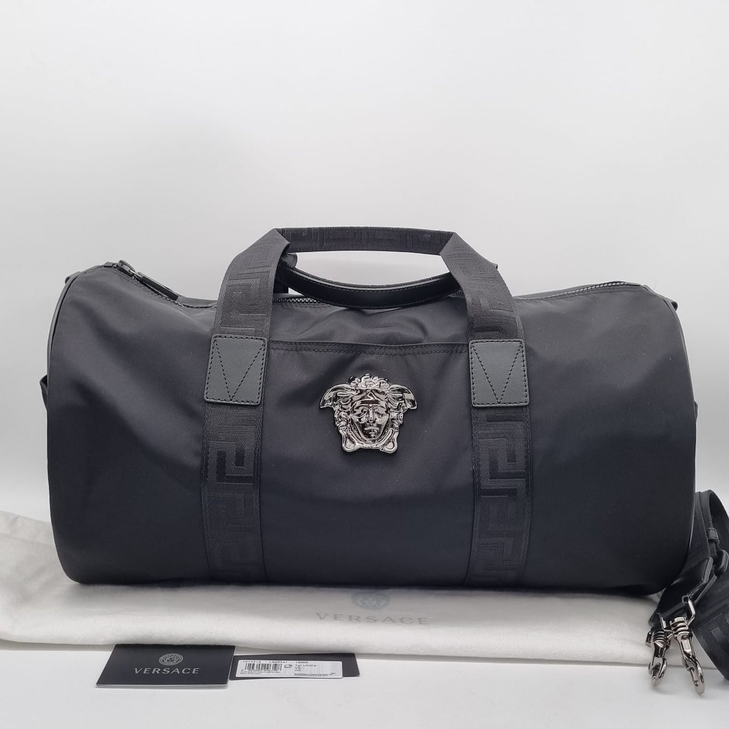 Versace Duffle Bag Nylon BLack New Size 46x27x2