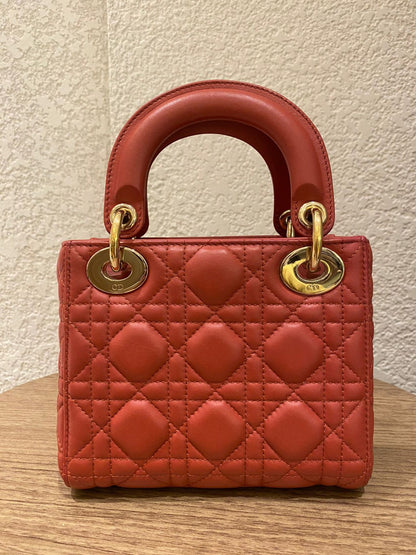 Dior Lady Dior Mini Lambskin Coral SHW 2019 Size 17x8x14