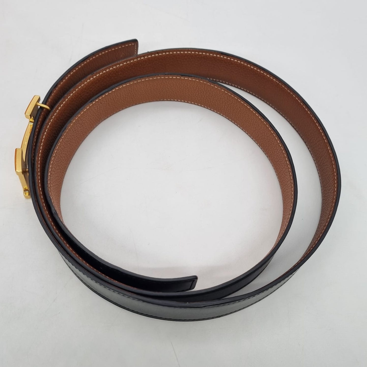 Hermes Reversible Belt Black Gold GHW #O 2011 (Size 120)