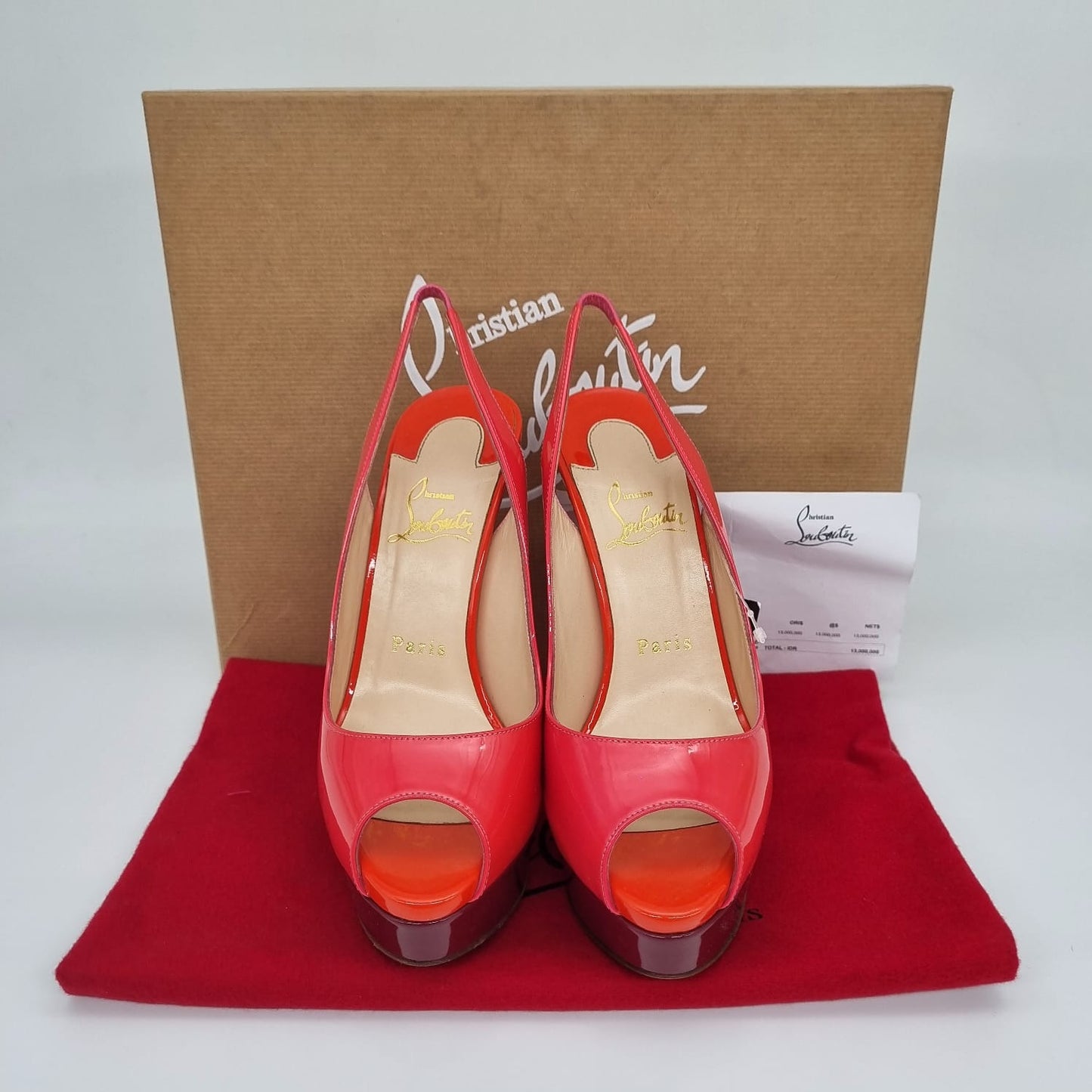 Christian Louboutin Lady Peep Sling Patent Calf Pink Size 37/24