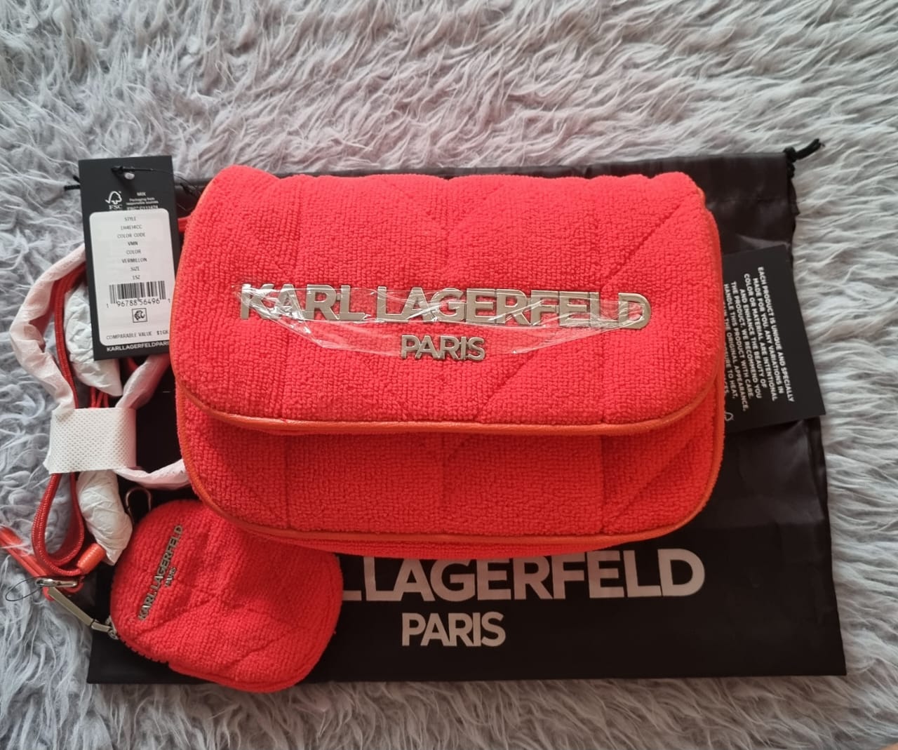 Karl Lagerfeld Voyage Neoprene Logo Crossbody Red Size 21x7x16