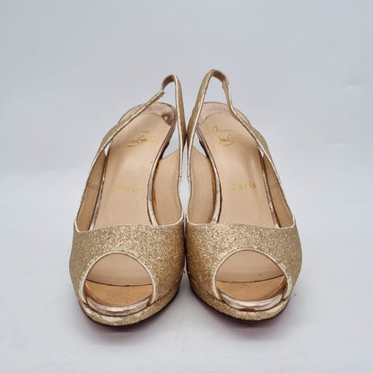 Christian Louboutin Yolanda Sling Glitter Nude Size 37/23