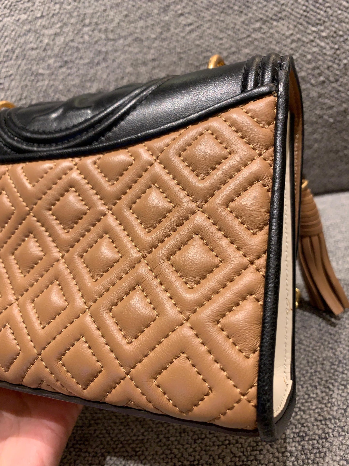Tory Burch Fleming Convertible Black Brown Size 21x6x14
