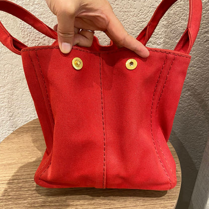 Prada Canapa Shopping Tote Canvas Red Size Size 35x23x22