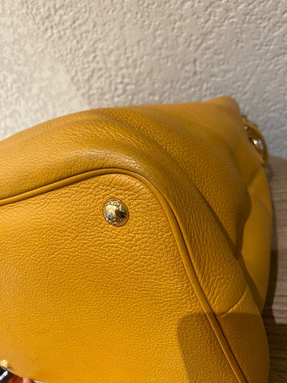 Prada Bucket Bag Leather Mustard Size 26x18x28