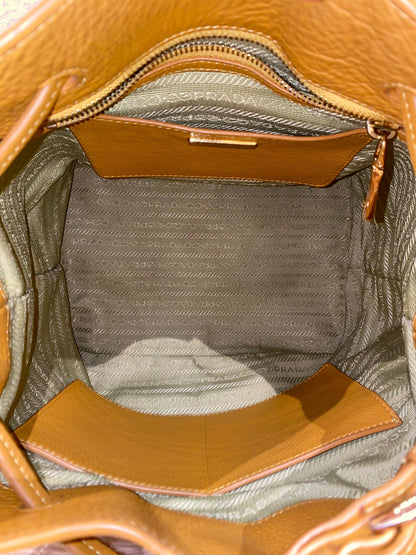 Prada Bucket Bag Leather Mustard Size 26x18x28