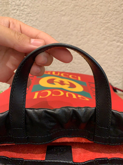 Gucci Backpack Leather Red Multicolor Size 30x35