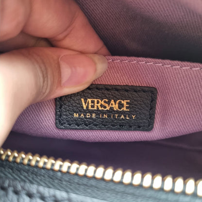 Versace Medium Shoulder Calf Leather Black Size 22x6x15