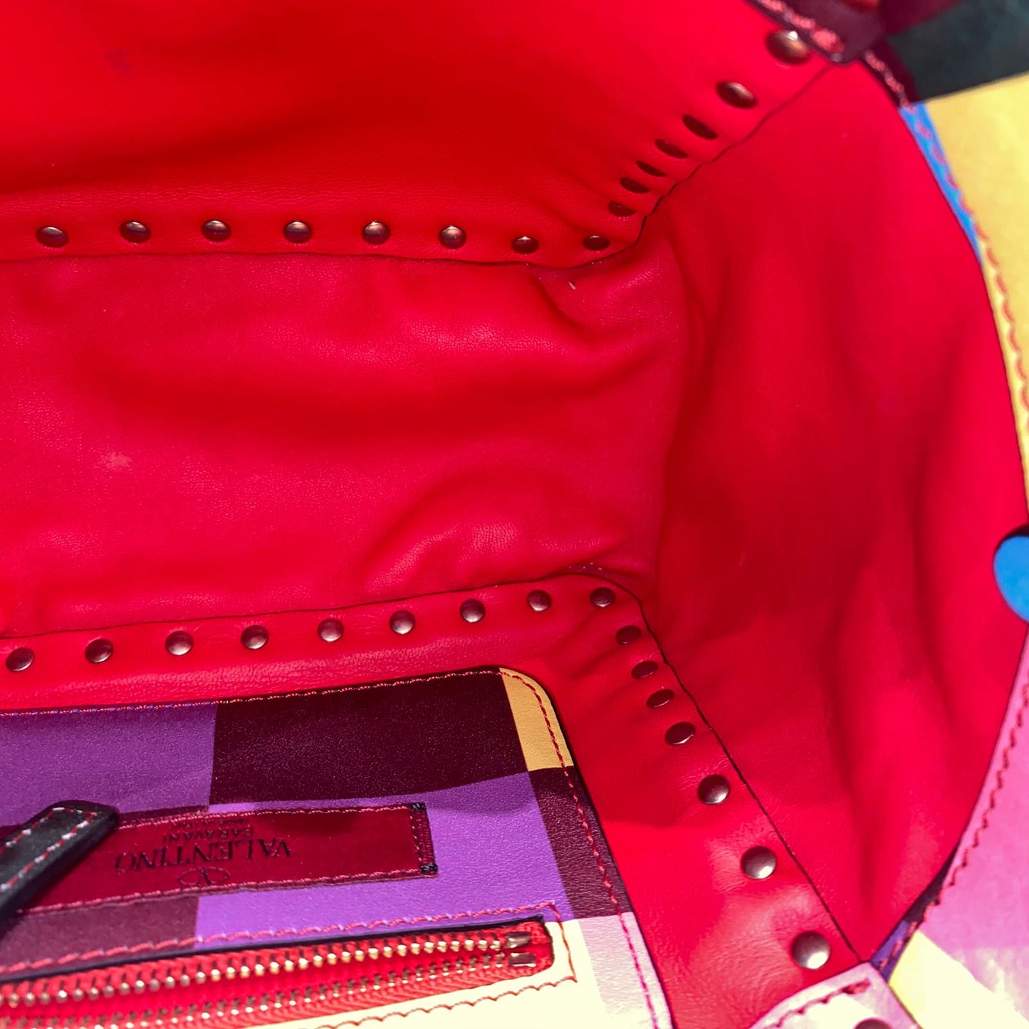 Valentino Garavani Rockstud Small Tote Rainbow Bag Size 19x9x17